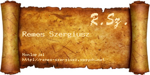 Remes Szergiusz névjegykártya
